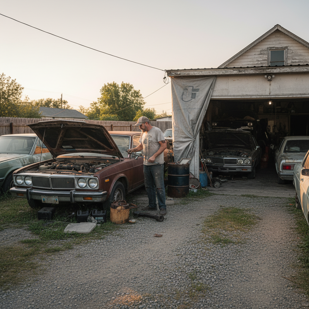 Image pour mon voisin répare des voitures au noir